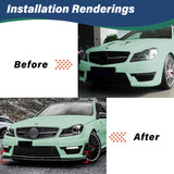 For Mercedes Benz C Class W204 C63 AMG 2011 2012 2013 2014 Front Bumper Spoiler Separator Lip Diffuser Body Modification Kit