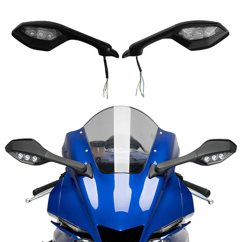 Rearview Side Mirror LED Turn Signal For Yamaha YZF R1 2015-2024 R1S 2016-2018 R1M 2016-2024 R6 2017-2022