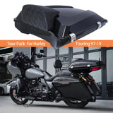 Black Motorcycle Rear Storage Box Trunk Tail Box Case Trunk with Backrest Pad for Harley Touring Models 1997-2024