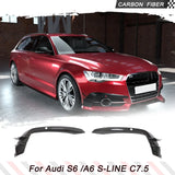 Cabon Car Canards For Audi A6 C7.5 Sline S6 2015 - 2018 Car Front Bumper Air Vent Fender Trim Splitters FRP Black Fins