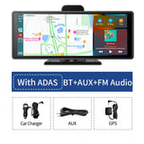 10.26" Wireless CarPlay & Android Auto Dash Cam ADAS 4K DVR Bluetooth Audio AUX GPS Navigation Dashboard Video Recorder