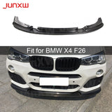 Carbon Fiber Front Bumper Lip Spoiler Splitters For BMW X4 F26 M-Sport M-TECH 2014-2017  3D Style Head Bumper Chin Shovel Guard