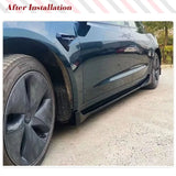 For Tesla Model 3 2023 2024 4PCS Car Side Skirts Side Bumper Extention Splitter Trims Body Kits ABS Glossy Black Racing Aerokits