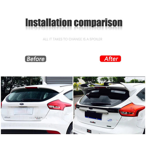 Carbon Pattern Spoiler Wing For Ford Focus MK3 Hatchback ST Line Rear Extension Cover Tuning Middle Lip 2016  Focus Accessories