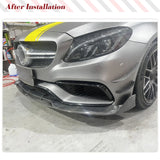 Car Front Bumper Lip Splitters For Mercedes-Benz C Class W205 C63 AMG S 4 Door Sedan 2015-2019 Carbon Fiber Front Chin Spoiler