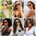 SOJOS Trendy Polarized Sunglasses For Women Retro Womens Oversized Square Cat Eye Sun Glasses UV Protection SJ2206 Blue Pattern