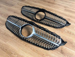 For Mercedes Benz W205 2014-2018 Front Diamond grille chrome silver/black