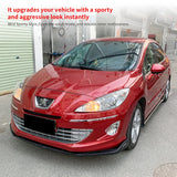 Car Front Bumper Lip Body Kit Chin Guard Diffuser Cover Deflector ABS Accessories Carbon Fiber Look For Peugeot 408 2010-2013