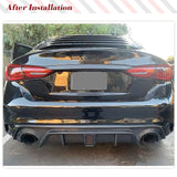Carbon Fiber Rear Diffuser for Infiniti Q50 Base Sport Sedan 2018-2023 Lower Bumper Lip Spoiler With Red LED Brake Light Spoiler