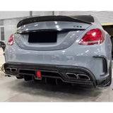 For Mercedes Benz C-Class W205 C63 IMP Rear Lip Carbon Fiber with Light Rear Spoiler Body Kits Trim Car Accessories