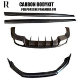 Carbon Fiber Bodykit Front Lip Side Skirt Splitter Rear Bumper Diffuser for Porsche Panamera 971 2017-2023