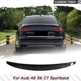 Carbon Fiber Car Rear Trunk Spoiler for Audi A6 C7 S6 A6 Sline 2012-2018 Sedan 4-Door Car Rear Spoiler Wing  High Kick Wing Lip