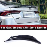 For GAC Empow CJM Style  Rear trunk lid spoiler ABS material sports ducktail wing bright black and Carbon fiber  accessories