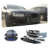 Front Bumper Lip Chin Splitter Spoiler Air Dam Grille Body Kit For Audi A8 2015-2017