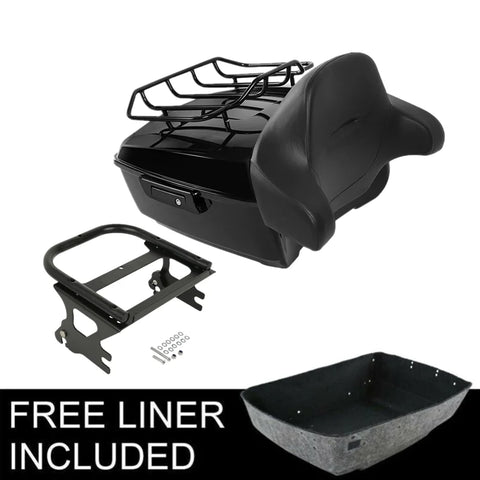Motorcycle King Pack Trunk Backrest Rack Fit For Harley Tour Pak Touring Road King Street Electra Glide 1997-2008 Lugage Tail Bo