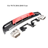 ABS Rear Bumper Diffuser Lip Spoiler With Exhaust for Mercedes-Benz A Class W176 A45 AMG A180 A200 Hatchback 4 Door 2015-2018