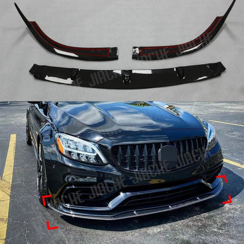 Front Bumper Lip Spoiler Front Lip Chin Apron Diffuser High Quality Bodykit For Benz C Class W205 C63 AMG 2015-2020