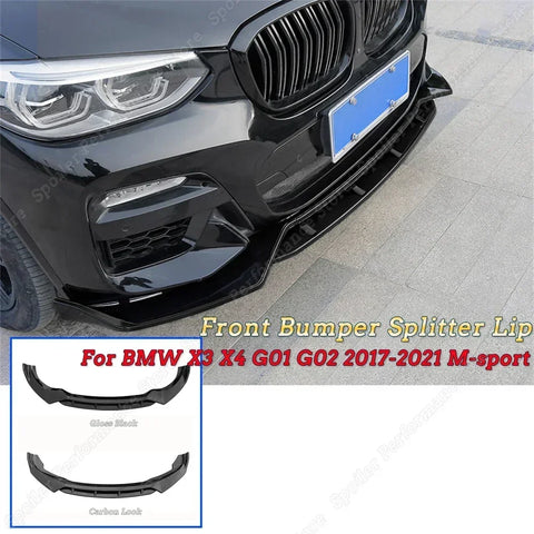 For BMW X3 X4 M40 G01 G02 M-performance Front bumper Lip Body Kit Exterior Trim Canard Lip Splitter Custom 2017-2021 M-sport