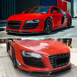 Carbon Fiber Car Front Bumper Lip Spoiler Splitters for Audi R8 V8 V10 Coupe Convertible 2-Door Gen1 2008 - 2015