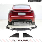 Dry Carbon Car Rear Bumper Diffuser Body Kits For Tesla Model 3 2023 Car Rear Spoiler Apron With Splitters Protector
