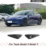 Fits Tesla Model 3/Y 2020-2023 Prepeg DRY Carbon Side Fender Camera Turn Signal Cover Side Splitters Car Kits Side Fender Cover