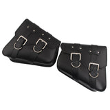 For Honda Suzuki Harley Sportster XL 883 XL1200 Black PU Leather Saddle Bag Motorcycle Luggage Left+Right Side Tool Bag