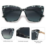 SOJOS Trendy Polarized Sunglasses For Women Retro Womens Oversized Square Cat Eye Sun Glasses UV Protection SJ2206 Blue Pattern
