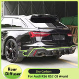 Car Rear Bumper Diffuser Lip Spoiler For Audi RS6 C8 Avant 2019-2021 Dry Carbon Rear Diffuser Lip Spoiler Splitters Protector