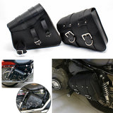 For Honda Suzuki Harley Sportster XL 883 XL1200 Black PU Leather Saddle Bag Motorcycle Luggage Left Right Side Tool Bag
