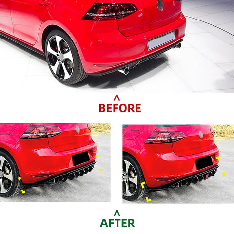 for 2013-2016Volkswagen Golf 7MK7 car rear bumper diffuser exhaust splitter with light tail lip spoiler modification accessories