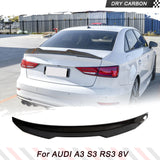 Car Rear Trunk Spoiler For Audi A3 Sline S3 RS3 8V Sedan 2013- 2023 Rear HighKick Spoiler Wing Car Kits Boot DRY Carbon Wing
