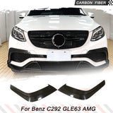 Carbon Fiber Car Front Bumper Splitters Fins Canards For Mercedes-Benz GLE Class C292 GLE63 AMG 2015 - 2018 Carbon Fog Canards