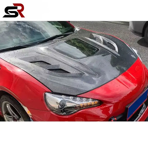For Toyota GT86 BRZ ZN6 ZD6 2012-2020 Carbon Fiber Front Bumper Engine Cover Front Hood Clear Glass Cover Body Kit