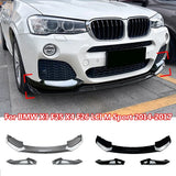 for 2014-2017 BMW X3 F25 X4 F26 LCI M Sport Front Bumper Lip Body Kit Spoiler Splitter Diffuser Guard Gloss Black ABS