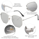 SOJOS Square Polarized Sunglasses for Women Men Small Hexagonal Polygon Mirrored Lens SJ1072 Silver