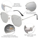 SOJOS Square Polarized Sunglasses for Women Men Small Hexagonal Polygon Mirrored Lens SJ1072 Silver