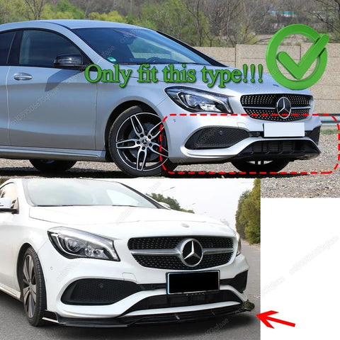 C117 W117 Front Bumper Lip Diffuser BodyKits Spoiler Splitter Tuning For Mercedes Benz CLA Class CLA180 200 220 260 2016-2019