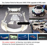 Dry Carbon Fiber Front Bumper Lip Rear Diffuser Side Skirts Rear Spoiler For McLaren 540C 570S Body Kits 600L Style