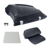 Black Motorcycle Rear Storage Box Trunk Tail Box Case Trunk with Backrest Pad for Harley Touring Models 1997-2024