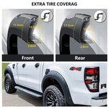 6'' Wheel Arch Extension Fender Flares for Ford Ranger Wildtrak Limited XLT XL 2015-2022 T7 T8 Models Dual Cab Mudguards