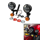 Motorcycle Turn Signal LED Spotlight Auxiliary Fog Light Housing Bracket For Harley Electra Street Glide FLHX Road King 97-13
