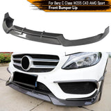 Carbon Fiber / FRP Front Bumper Lip Splitters for Mercedes-Benz C Class W205 C43 AMG C180 C200 Sport Coupe Sedan 2015 - 2017