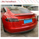 Carbon Fiber Trunk Racing Spoiler for Tesla Model S 2012-2024 P85 70D Base Sedan Car Rear Spoiler Boot Lid High Kick Wing Lip