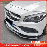 C117 W117 Front Bumper Lip Diffuser BodyKits Spoiler Splitter Tuning For Mercedes Benz CLA Class CLA180 200 220 260 2016-2019