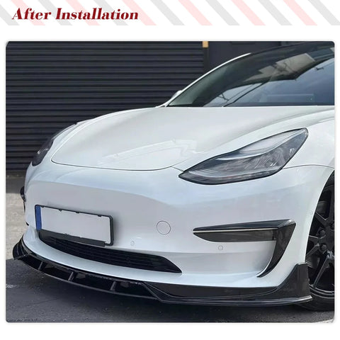 For Tesla Model 3 2023 2024 4PCS Car Front Bumper Lip Spoiler Splitter Trim Body Kits ABS Glossy Black Racing Front Lip Aerokits