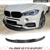 Car Front Bumper Lip Spoiler Splitters for BMW X5 F15 M Sport 2014-2018 F15 Carbon Fiber Front Chin Splitters Apron Protector