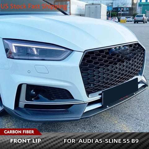 3PCS Carbon Fiber Car Front Bumper Lip Spoiler Splitters For Audi A5 Sline S5 B9 2017-2019 Front Bumper Lip Splitters Body Kits