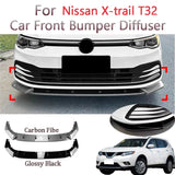 New Car Gloss Black Front Bumper Lip Chin Spoiler Splitter Body Kit For  Nissan X-trail T32 2013-2020 Car Accessories 1set