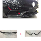 Carbon Fiber Front Bumper Lip With Side Splitter for Benz W205 C205 S205 C63 & C63s AMG Sedan Coupe Wagon 2015 - 2023