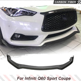 Carbon Fiber Car Front Bumper Lip Chin Spoiler Splitters For Infiniti Q60 Coupe 2016-2022 Car Front Body Kits Spoiler Valance